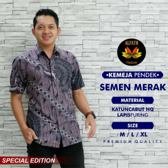 Semen merak/batik lengan pendek/kemeja batik pria