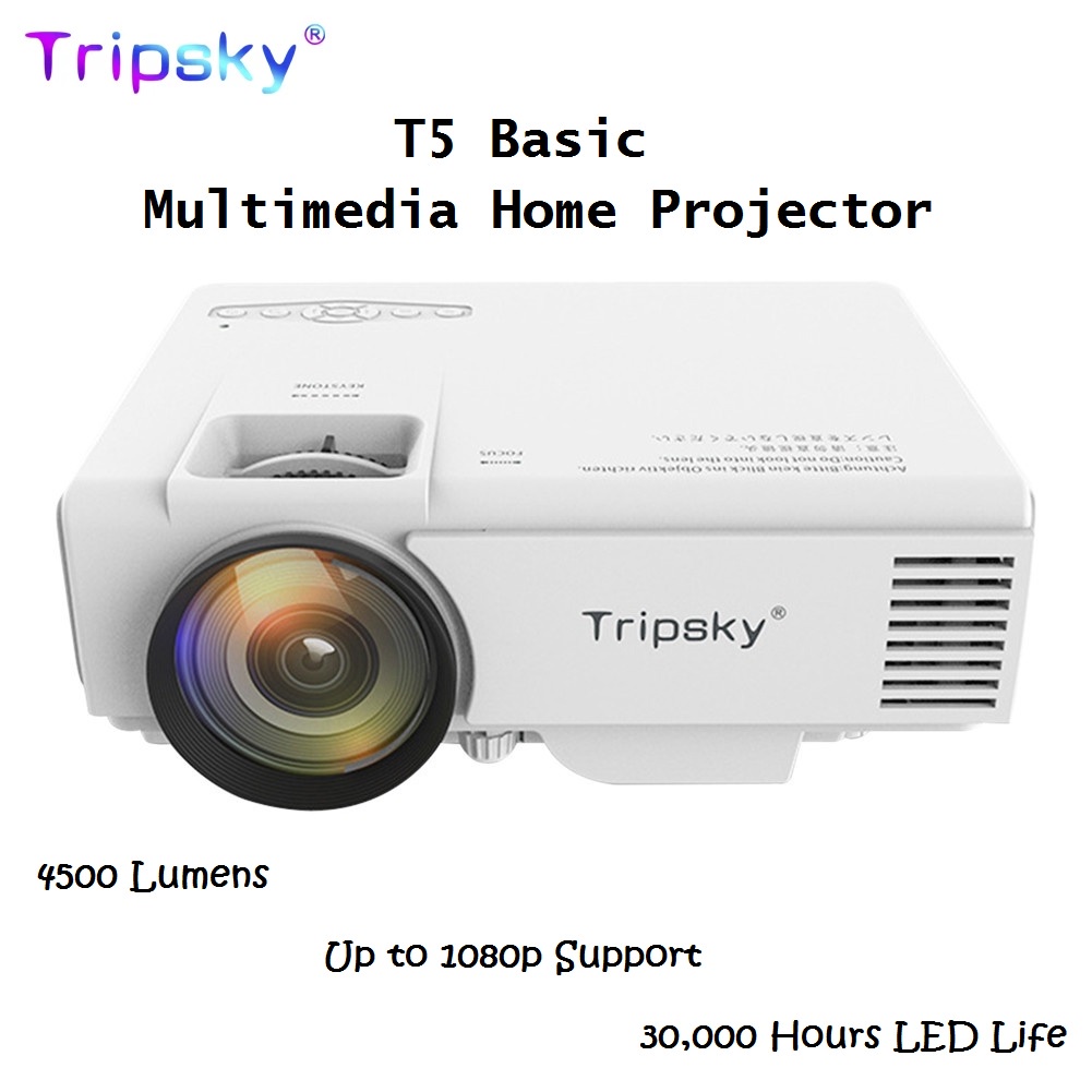 TRIPSKY T5 BASIC - Multimedia Home Portable Projector 4500 Lumens - Proyektor Multimedia Terbaru dari TRIPSKY