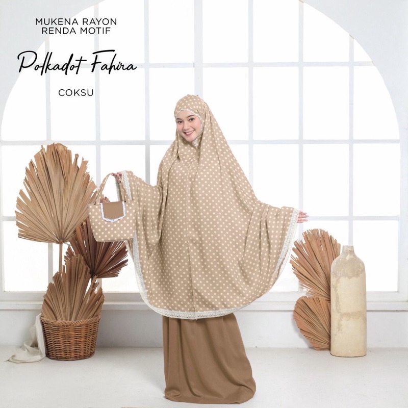 Mukena Dewasa Renda Rayon Motif Polkadot Fahira