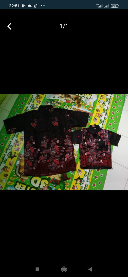 Batik Couple Keluarga Sania Ruffle Ori Ndoro Jowi Dnt Motif Sakura Merah