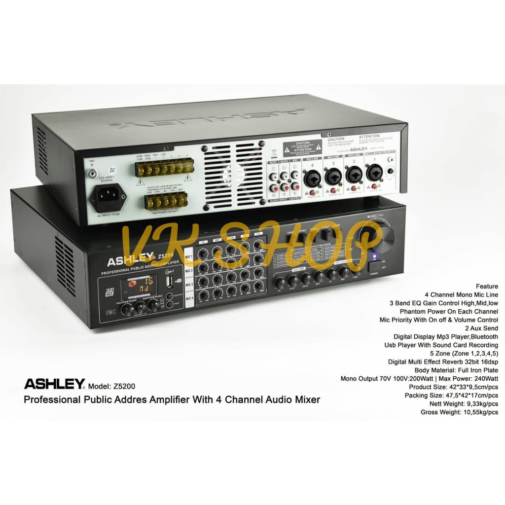 Amplifier 4 Channel Ashley Z5200 Power Amplifier Original