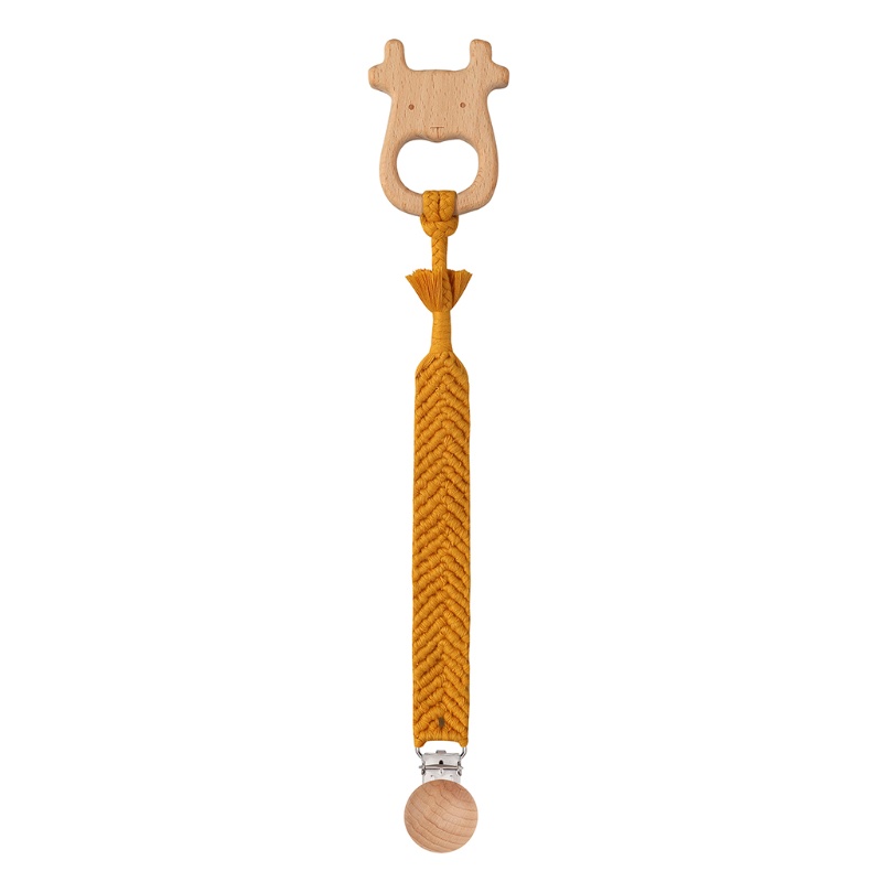 Mary Set Mainan Rattle Teether + Klip / Jepit + Cincin Kayu Motif Rusa Untuk Bayi