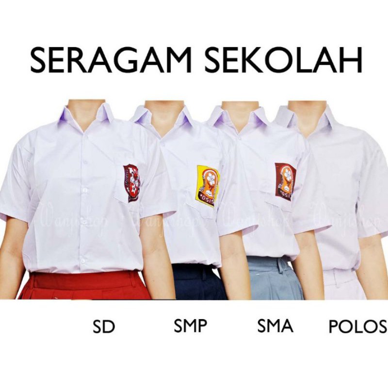 Kemeja putih pendek SD/SMP/SMA/Seragam sekolah seragam kerja kemeja putih hem