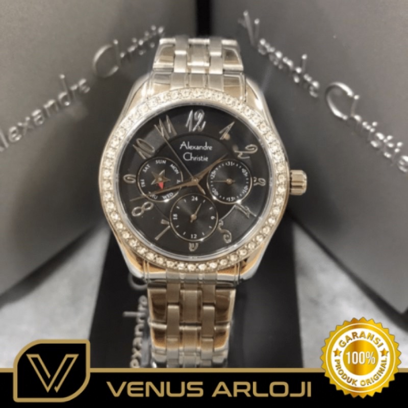 Jam Alexandre Christie AC 2497 BF BSS. Wanita Rantai Silver Bulat