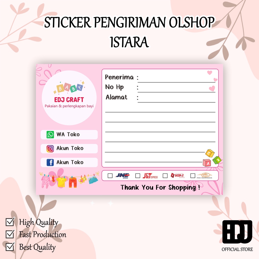 

Istara / Stiker label pengiriman olshop custom murah / lebel pengiriman olshop murah custom / shipping label custom murah