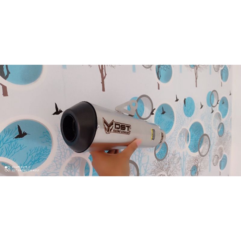 Knalpot motor ori DST Racing type DT1 titan inlet 50mm full stenlis silincer only knalpot racing uni