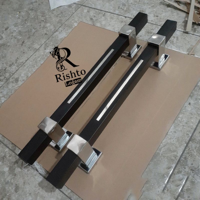 handle pintu kupu tarung minimalis door pull stainless hitam ML 45 cm kunci pintu gagang tarikan