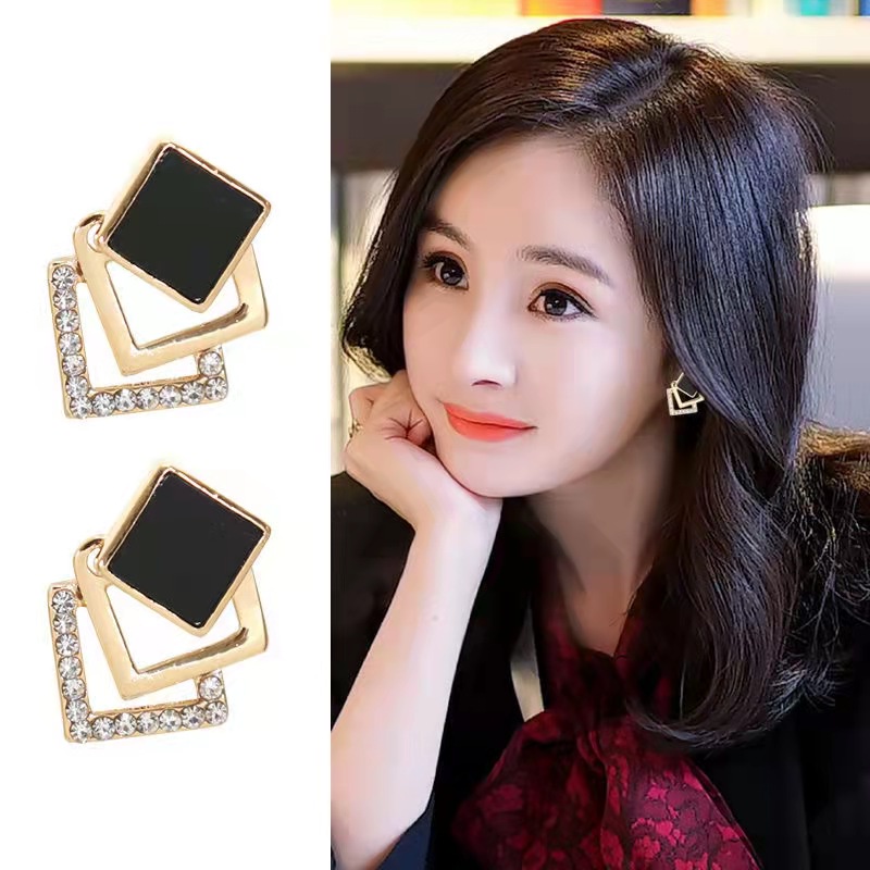 (Hello Girl)E08 Anting Wanita Model Tusuk Permata Gaya Korea Import