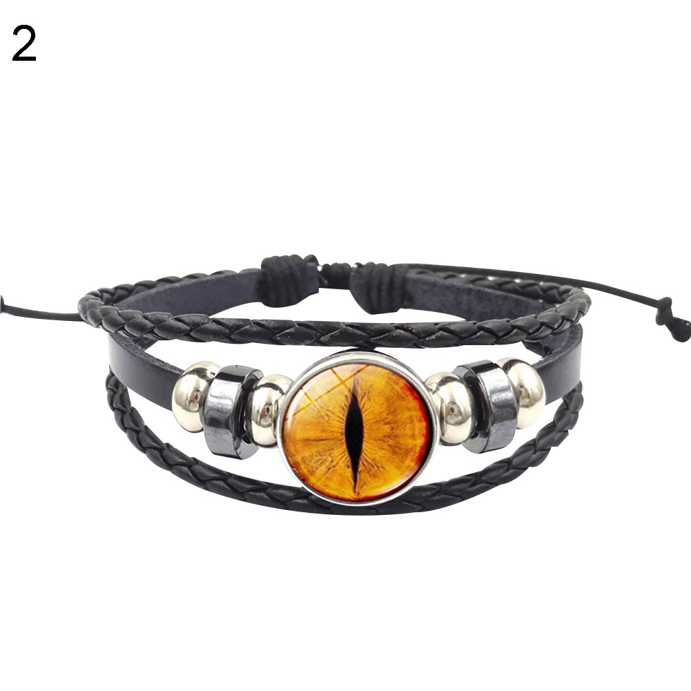 Hu Hu Hu Hu Hu Alat Bantu Pasang Kacamata♡ Gelang Tangan Tali Kepang Banyak Lapis Aksen Mata Binatang Vintage Untuk Unisexpriawanita