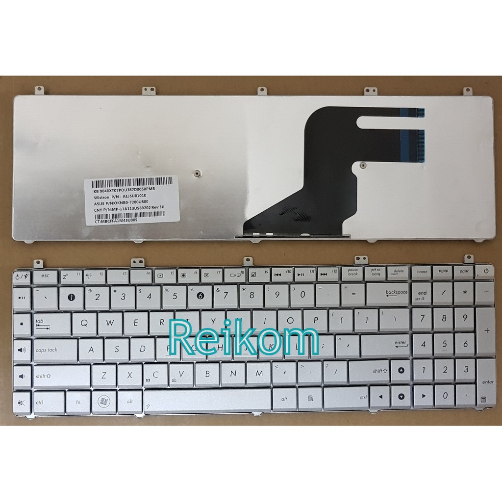 Tastiera Italiana Argentata Per Notebook ASUS N55, N55S, N55SF, N55SL, N75, N75SF, N75SL. Ricambio Compatibile, Nuovo, Spedizione Immediata Dall'Italia.