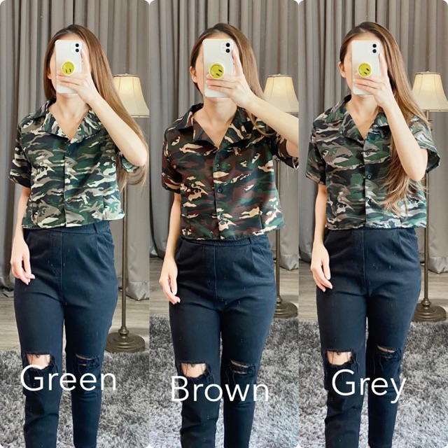 Atasan crop / kemeja crop / kemeja pendek / K 8545