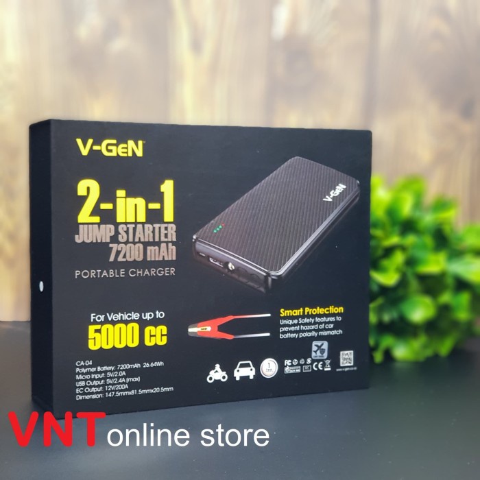 V-Gen Jumper Powerbank 7200Mah Car Jump Starter | Accu | Aki | Power - Hitam