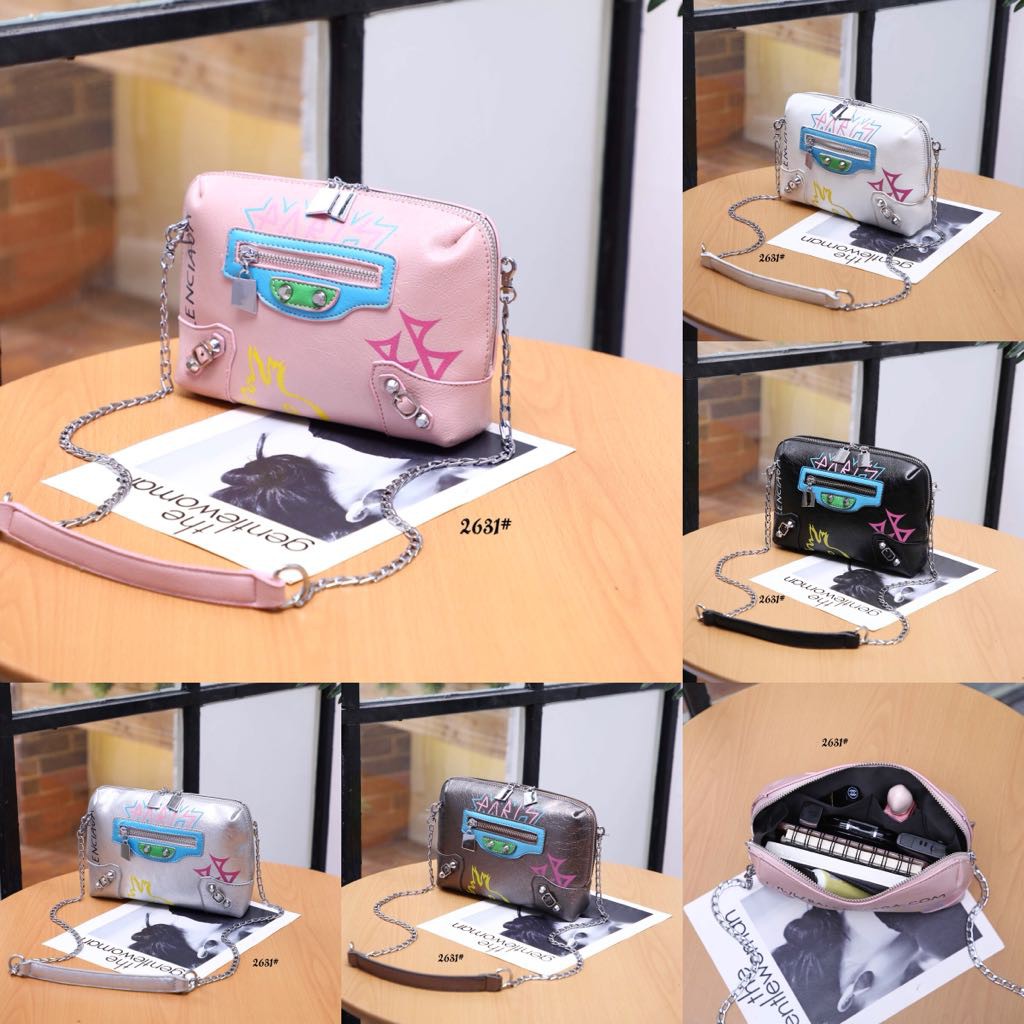 Graffiti Crossbody Balenciaga 2631 VAL TAS SLEMPANG SLING BAG WANITA TAS IMPORT TAS BRANDED BATAM