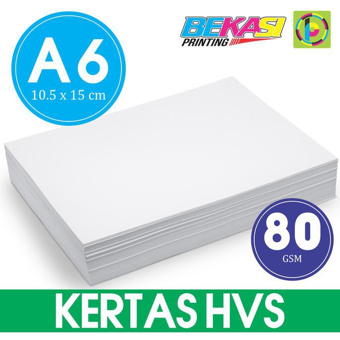 

Kertas HVS 80 GSM Ukuran A6 (10,5 x 15 cm) - 1 RIM isi 500 lembar