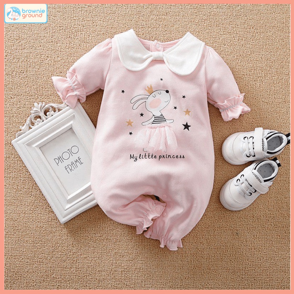 BROWNIEGROUND- Jumper anak perempuan lucu 0-2 Tahun / baju premium impor korea / Motif Little Princess Pink / 347