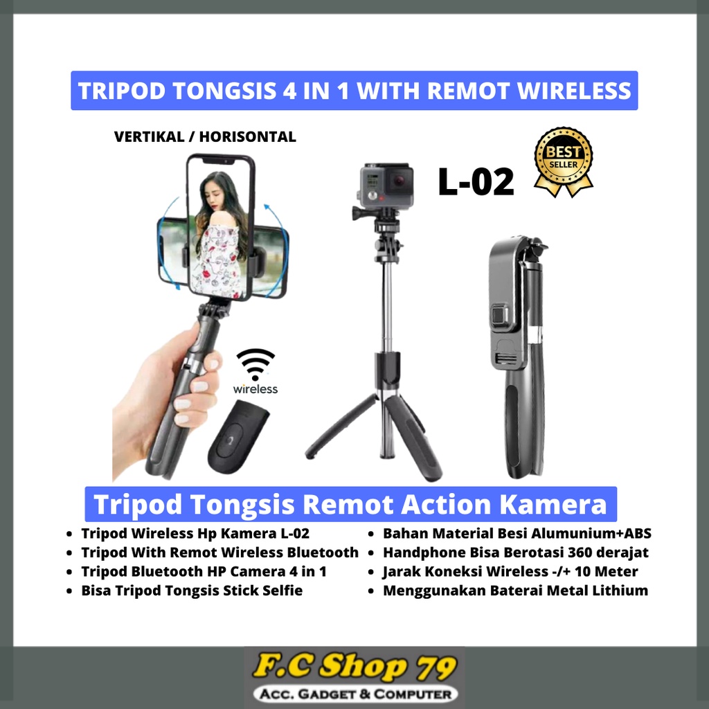 TERMURAH Tripod Tongsis Mini HP Handphone Kamera Stick Selfie Wireless Bluetooth Rotasi Handphone 36
