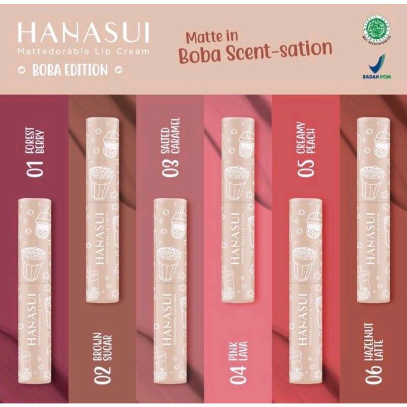 hanasui mattedorable lip cream boba edition 4g