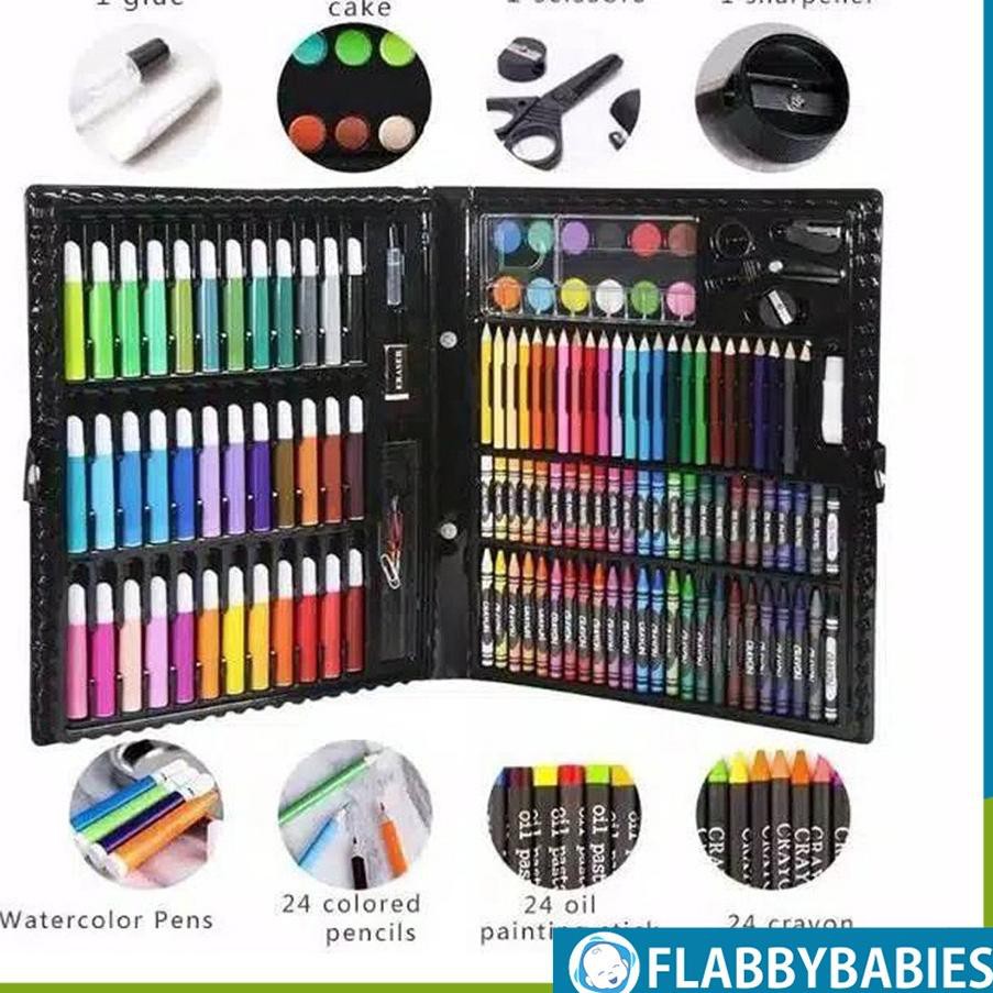 

[✅COD] 1 Set Perlengkapan Alat Menggambar Mewarnai Melukis Crayon pensil warna atk 150 Pcs FB183