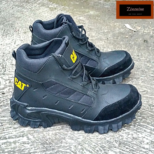 Sepatu Safety Boots Pria Sepatu Septi Ujung Besi Hitam Tinggi