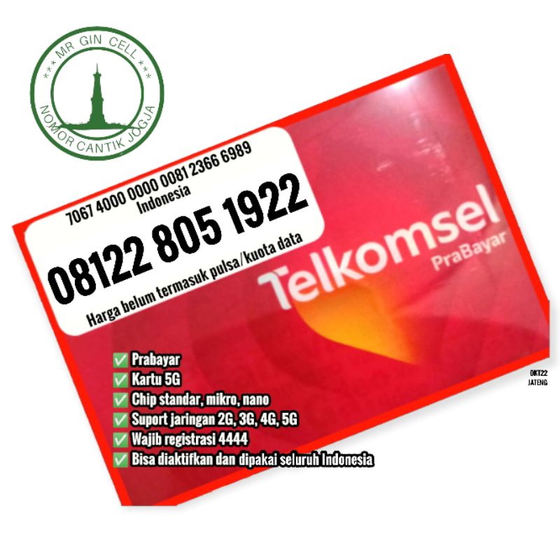 Kartu perdana nomor cantik Telkomsel simpati tahun BOS PSHT 805 1922