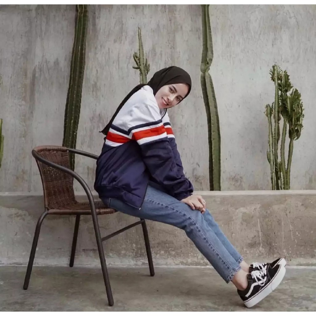 JAKET CASUAL TRACKTOP Premium [White-Navy]-1