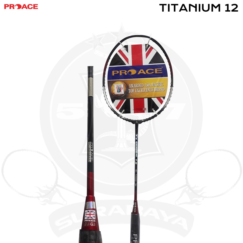 Raket Original Pro Ace Titanium 12 Bonus Komplit Badminton