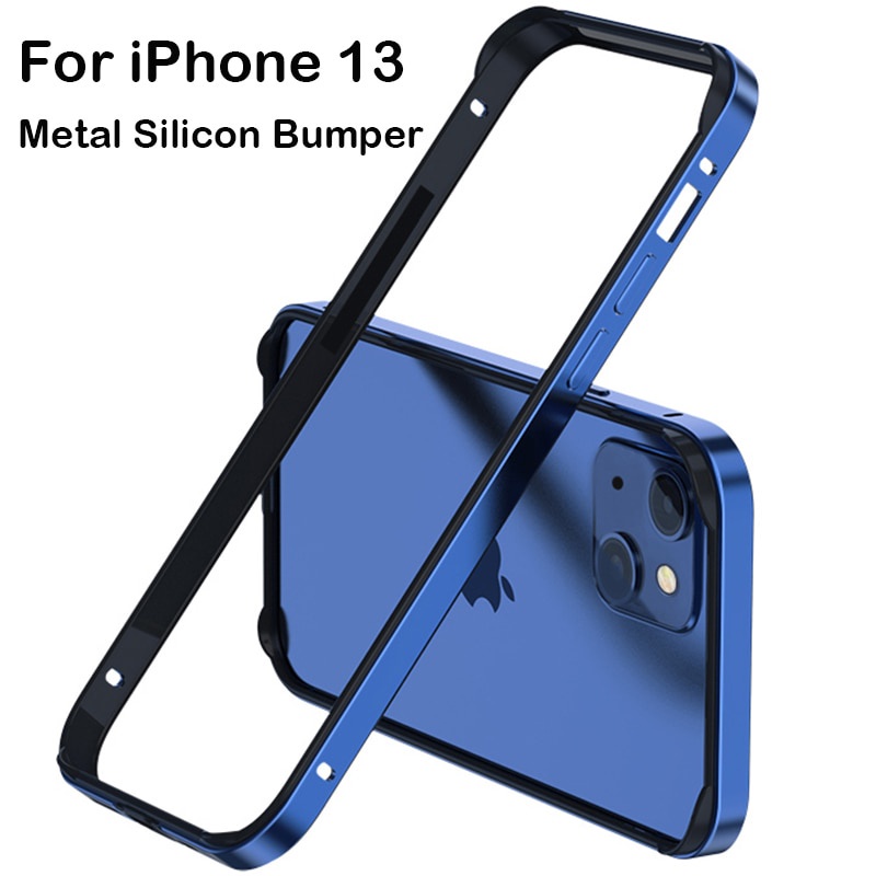 Case Pelindung Bumper Bahan Metal Aluminum Silikon Tahan Banting Untuk iPhone 12 13 Pro Max Mini iPhone 12 13