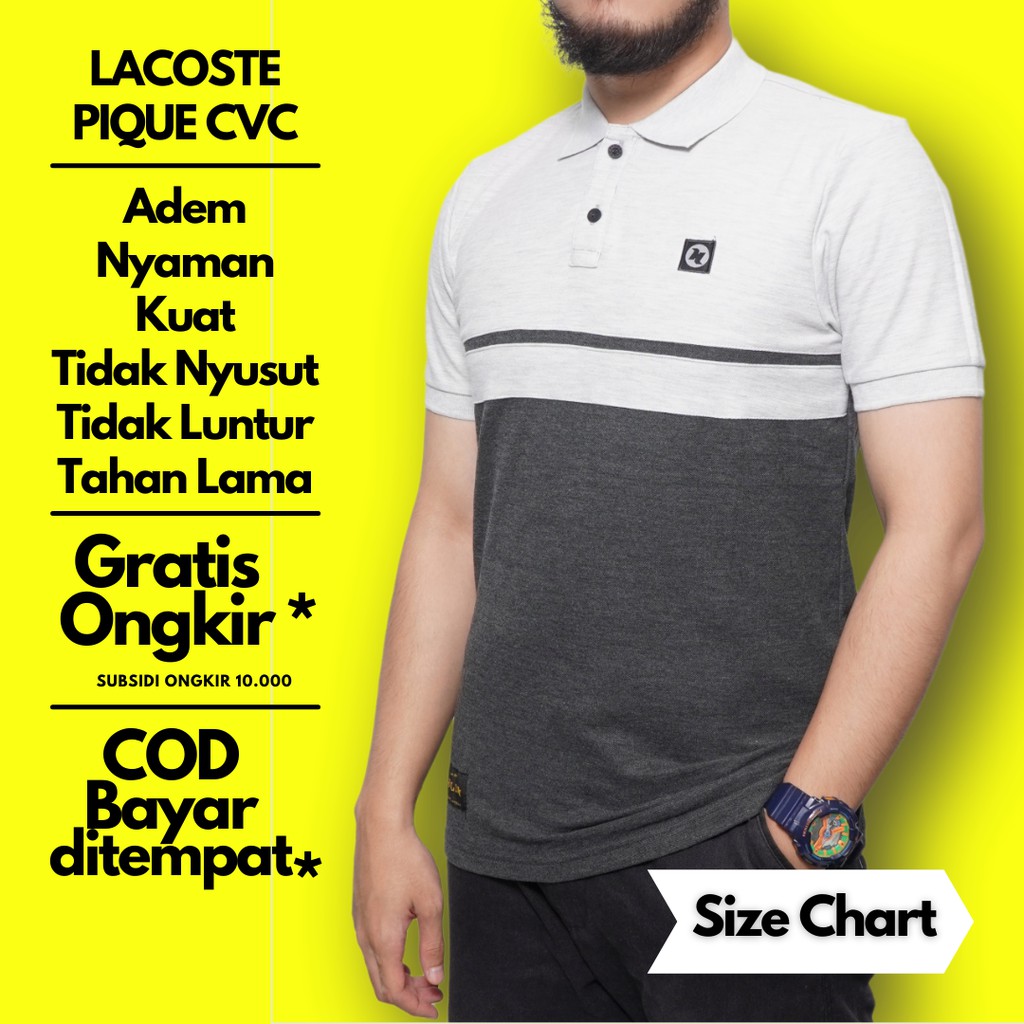 Baju Polo Pria Dewasa Bahan Lacoste Ukurna M L XL
