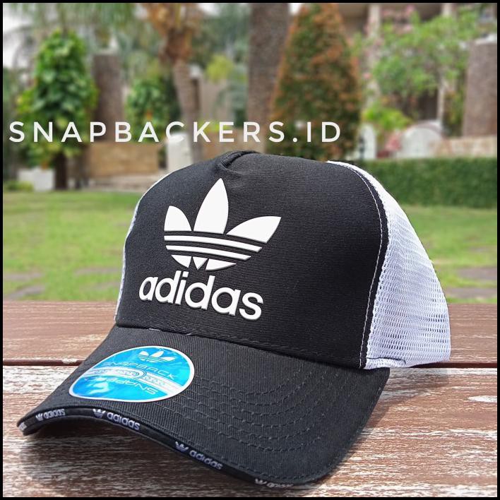 Terlaris Topi Adidas Hitam Jaring Putih Topi Adidas Impor Topi Trucker - Hitam Jrg Putih