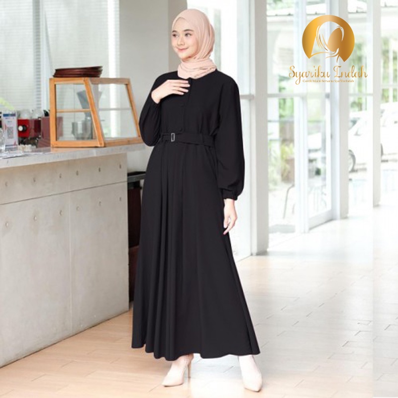 Gamis Terbaru 2021 Baju gamis Remaja Modern Kekinian Polos Hitam