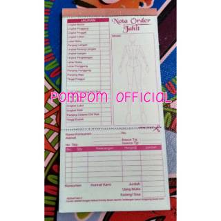 Nota Order Jahit Atau Nota Untuk Penjahit