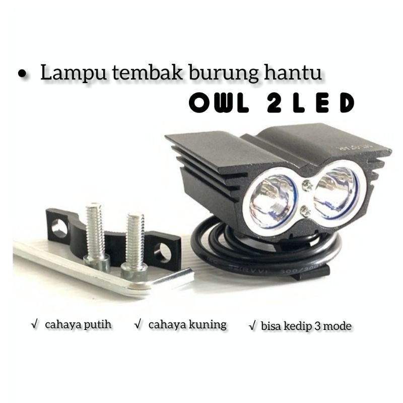 lampu tembak owl 2 led burung hantu putih dan kuning motor mobil 12volt - 24volt