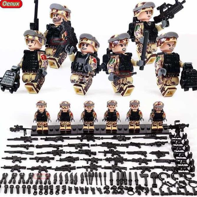 lavv lego set of 6 soldier army military tentara swat police gun world war lsba