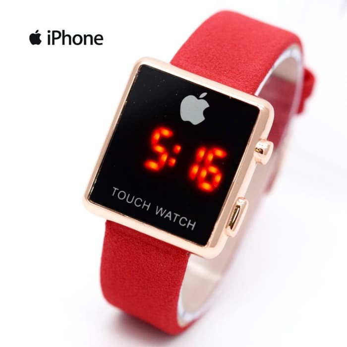 Jam Tangan Wanita Iphone Digital Kulit LED Body Rose
