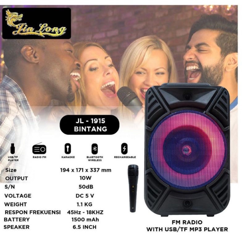 speaker bluetooth portable jinlong jl 1915 jin long jl1915 bintang