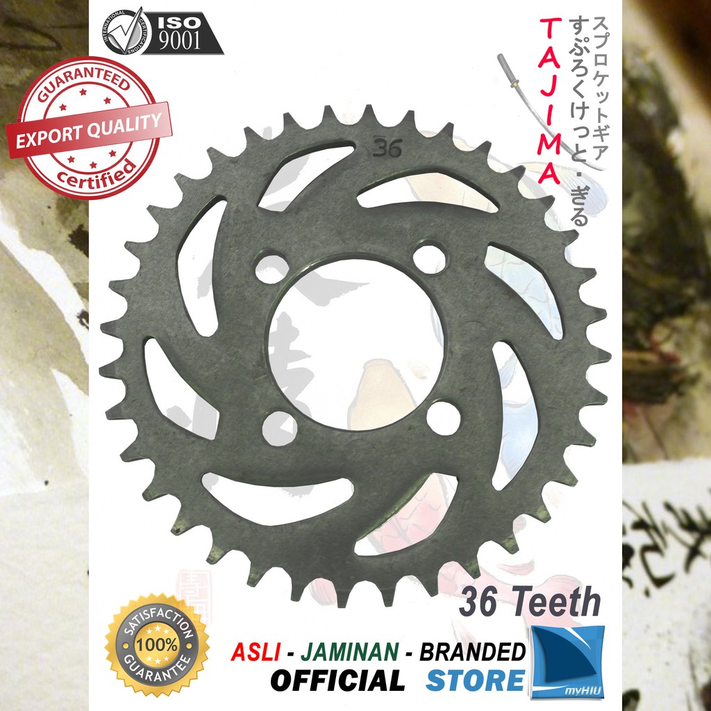 Gigi Tarik 28T ~ 39T KAWASAKI Kaze / R / R New Gir Belakang - Rear Sprocket Gear TAJIMA-428-36T