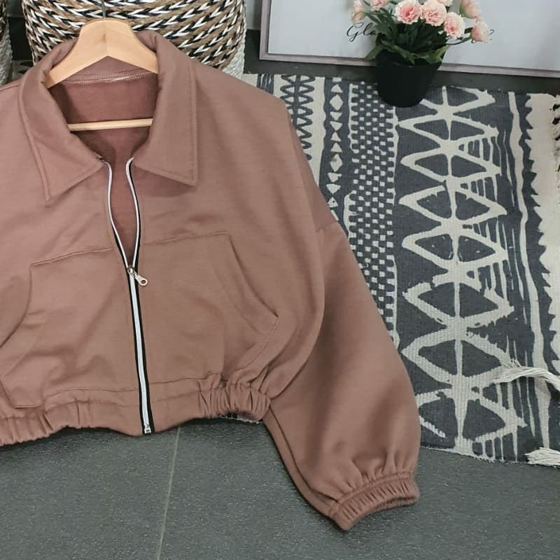 SWITER VADA COLAR JACKET ZIPPER | sweater wanita