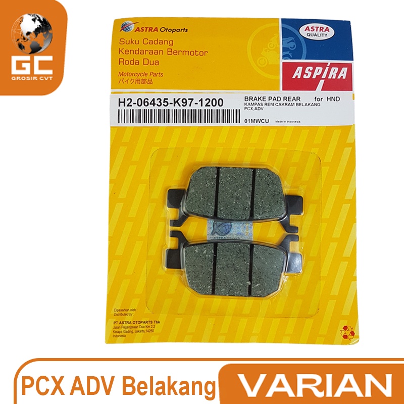 Aspira Kampas Rem Discpad Belakang Honda PCX ADV 150 160 H2-06435-K97-1200