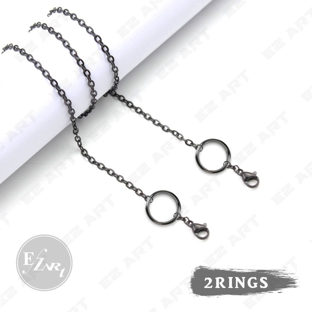 HITAM GUN METAL - KALUNG MASKER RANTAI POLOS SIMPLE STAINLESS STEEL PRIA WANITA