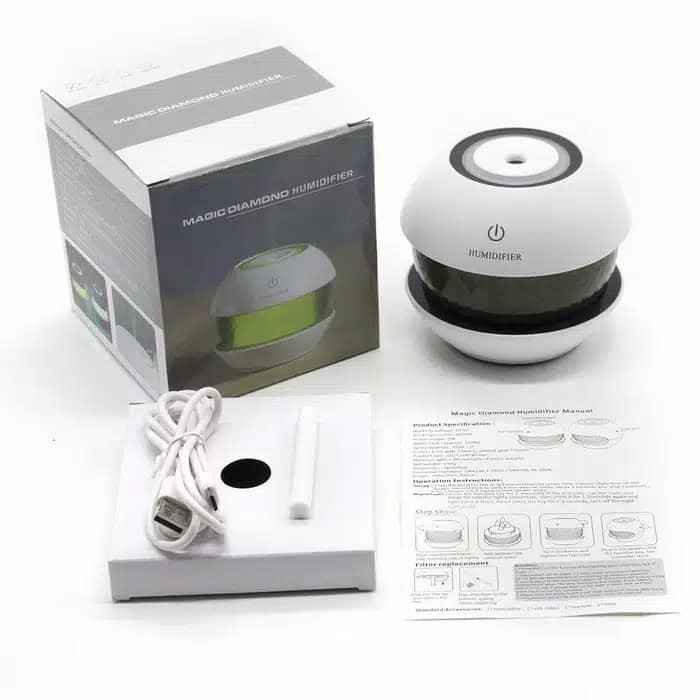 Magic Diamond Humidifier Car Purifier Atomizer Essential Oil Diffuser LED Night Light - 150ml