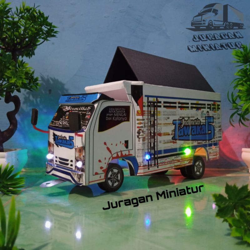 MINIATUR TRUK OLENG Original PVC ASLI - TAWAKAL ADA LAMPU ADA TERPAL + bonus BATRAI