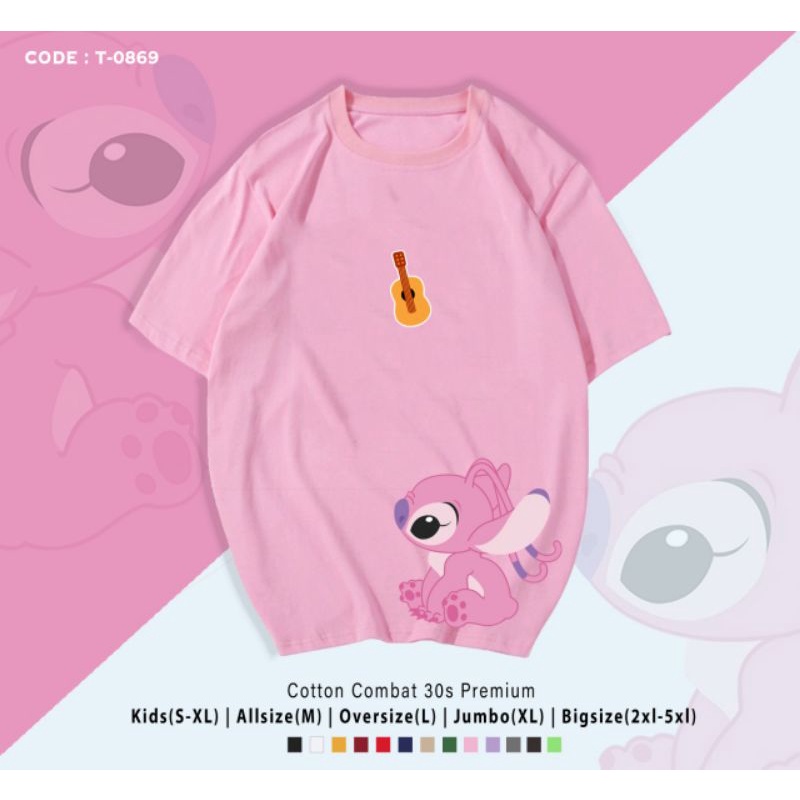 KAOS LUCU STITCH PINK/TSHIRT LIL STITCH PINK PREMIUM