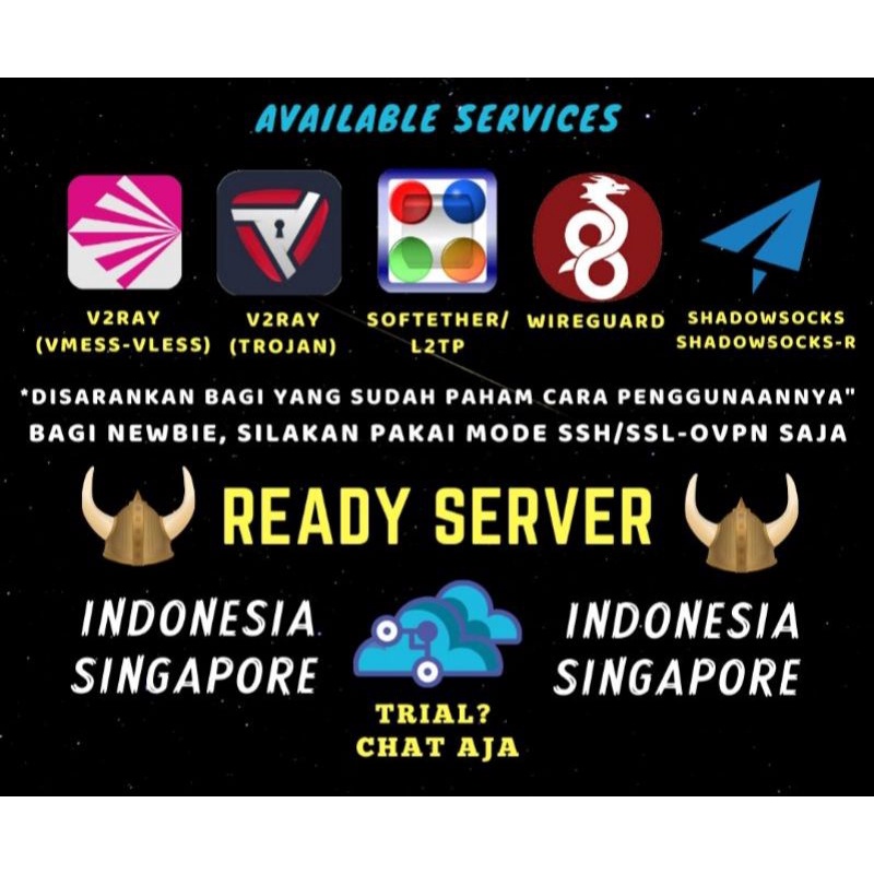 SSH, VMESS, TROJAN PREMIUM (1 bulan)