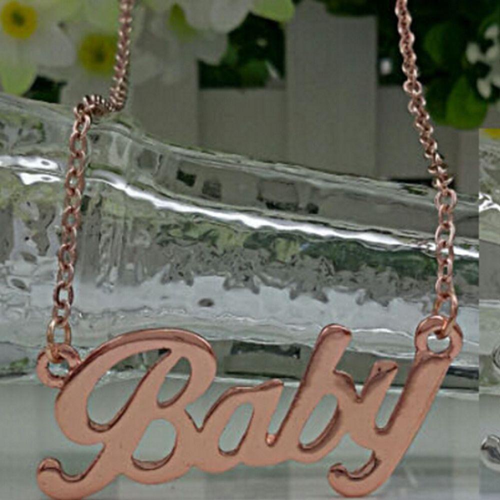 Kalung Rantai Choker Liontin Tulisan BABY Aksen Kristal Warna-Warni Untuk Wanita