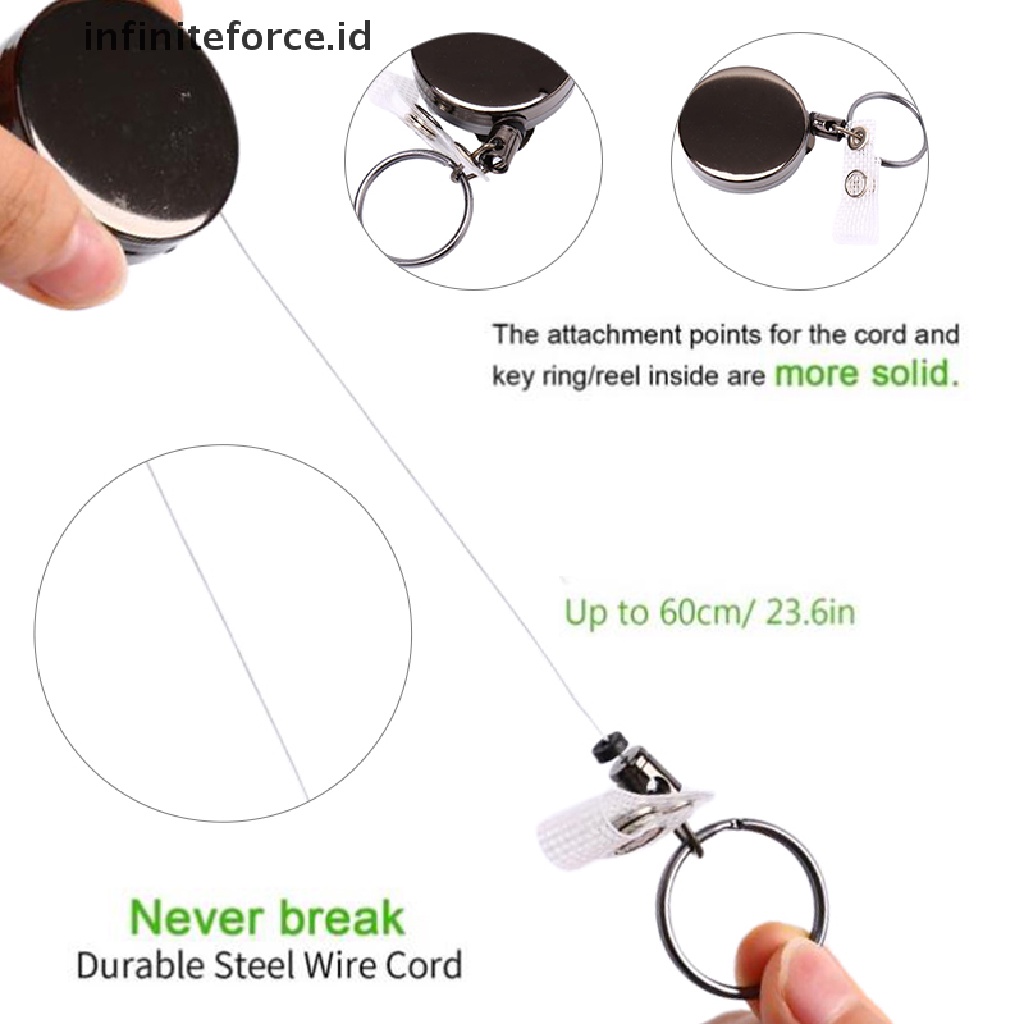 (Infiniteforce.Id) 1pc Badge Reel Metal Retractable Untuk Kartu Nama / Id