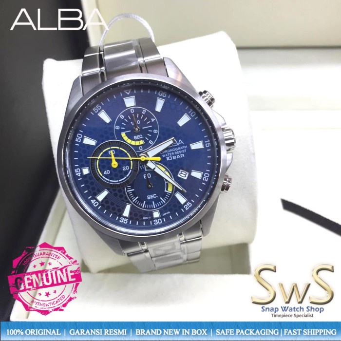 ALBA AM3873 AM3873X1 45mm Chronograph Quartz Jam Tangan Pria