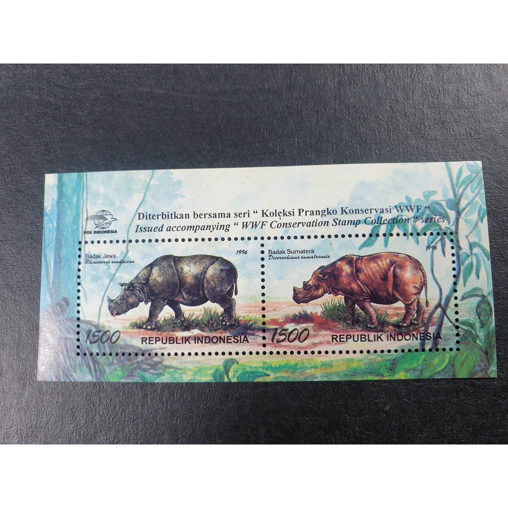 Perangko Souvenir Sheet WWF seri Badak Tahun 1996
