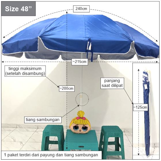 Payung Pantai Tenda Jualan Jumbo Anti UV 48&quot;(240cm) Parasol Original Osaka/Nagoya