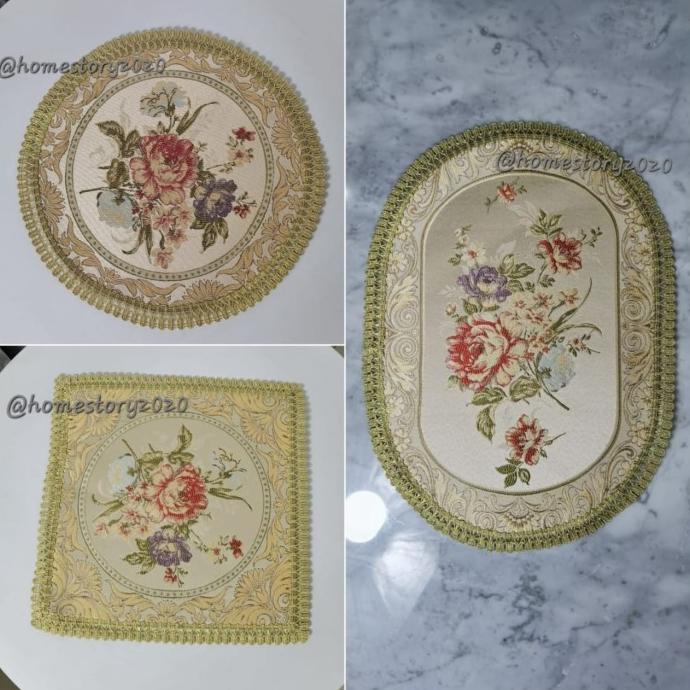 Taplak Meja Belgi Kecil Bulat Kotak Mewah Premium Ukuran 30X30