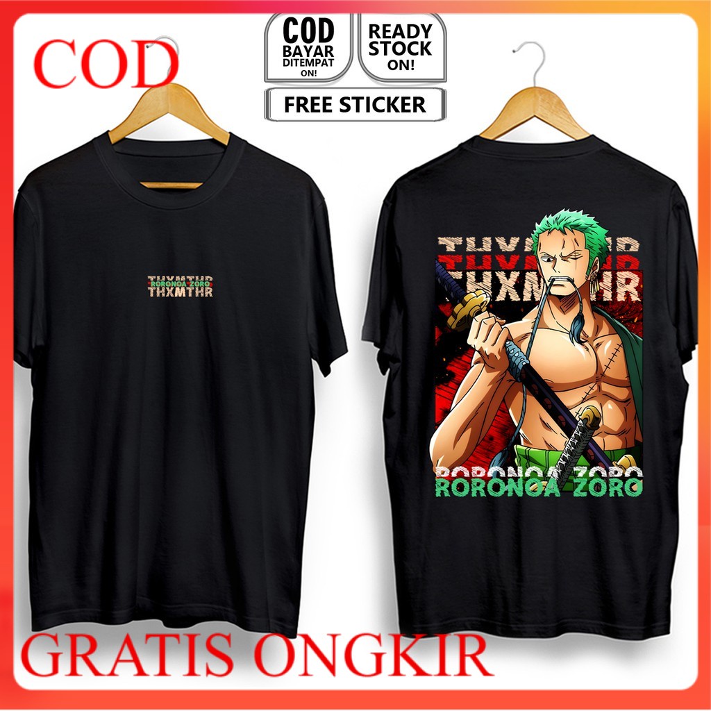 KAOS RORONOA ZORO ONE PIECE PIRATE HUNTER BAJAK LAUT TOPI JERAMI PENDEKAR PEDANG LUFFY SANJI NAMI TM